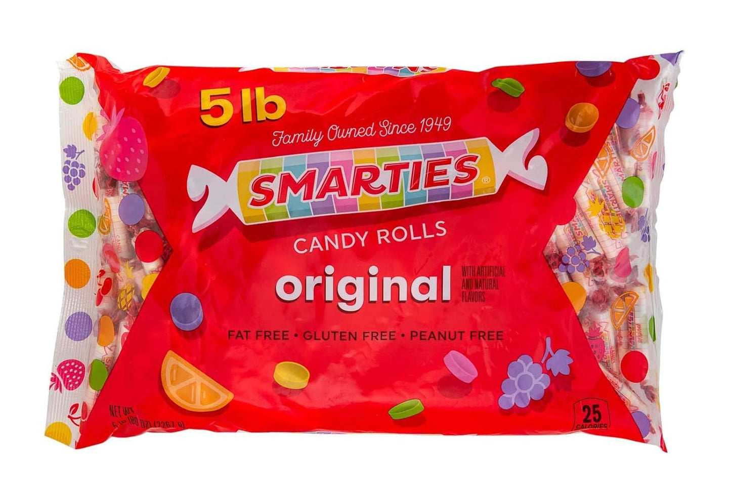 Smarties Candy Bulk Rolls - Gluten & Vegan Free - Original Flavor - 5 Pound Bag - Peanut & Dairy Free - Perfect for Halloween