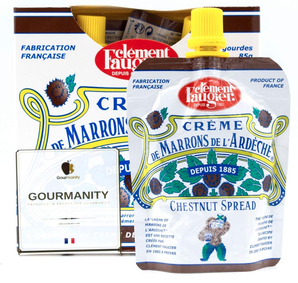 Clement Faugier Chestnut Spread From France 3oz (Pack of 4) Chestnut Jam Pouch | Creme De Marron Chestnut Puree | Chestnut Paste