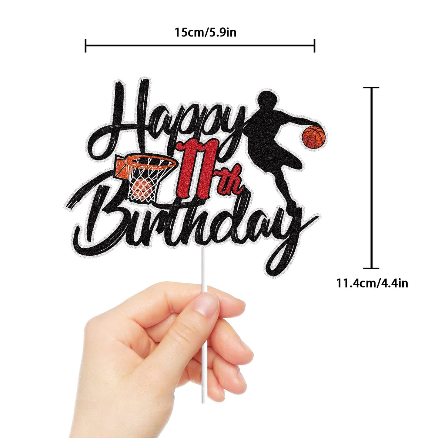 Basketball Happy 11Th Birthday Cake Topper 11 Eleven Years Old Basketball Player Scene Cake Decoration Sport Theme Eleventh Birt