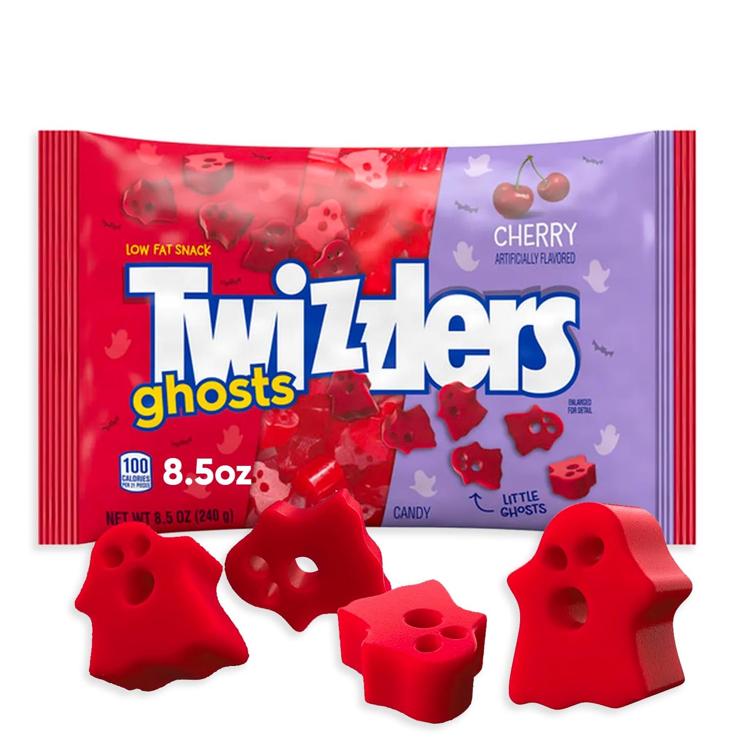 Halloween Candy Bulk - Cherry Ghosts Licorice Candy 8.5oz, 1 Pack - Ghosts of Halloween Cherry Licorice Candy, Trick or Treat Ca