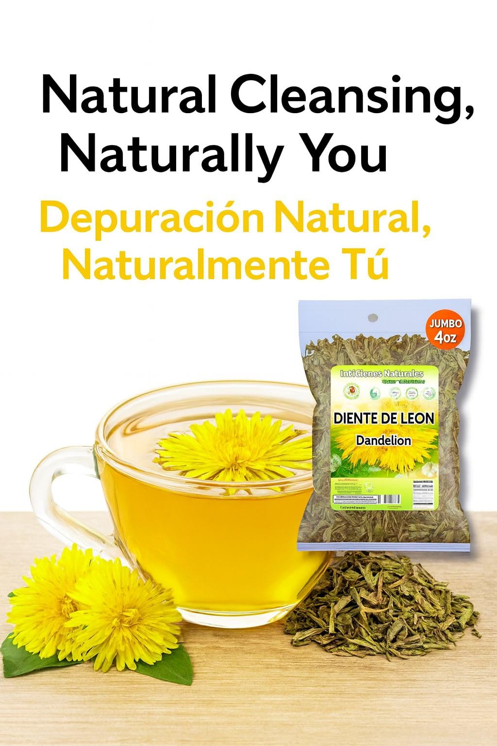 Diente de Le?n Herbal Tea - Dandelion Loose Leaf - 4 oz (113 g) - 100% Natural  Vegan  Non-GMO  Caffeine-Free - Traditional Herbal Infusion - by BexpertsUSA
