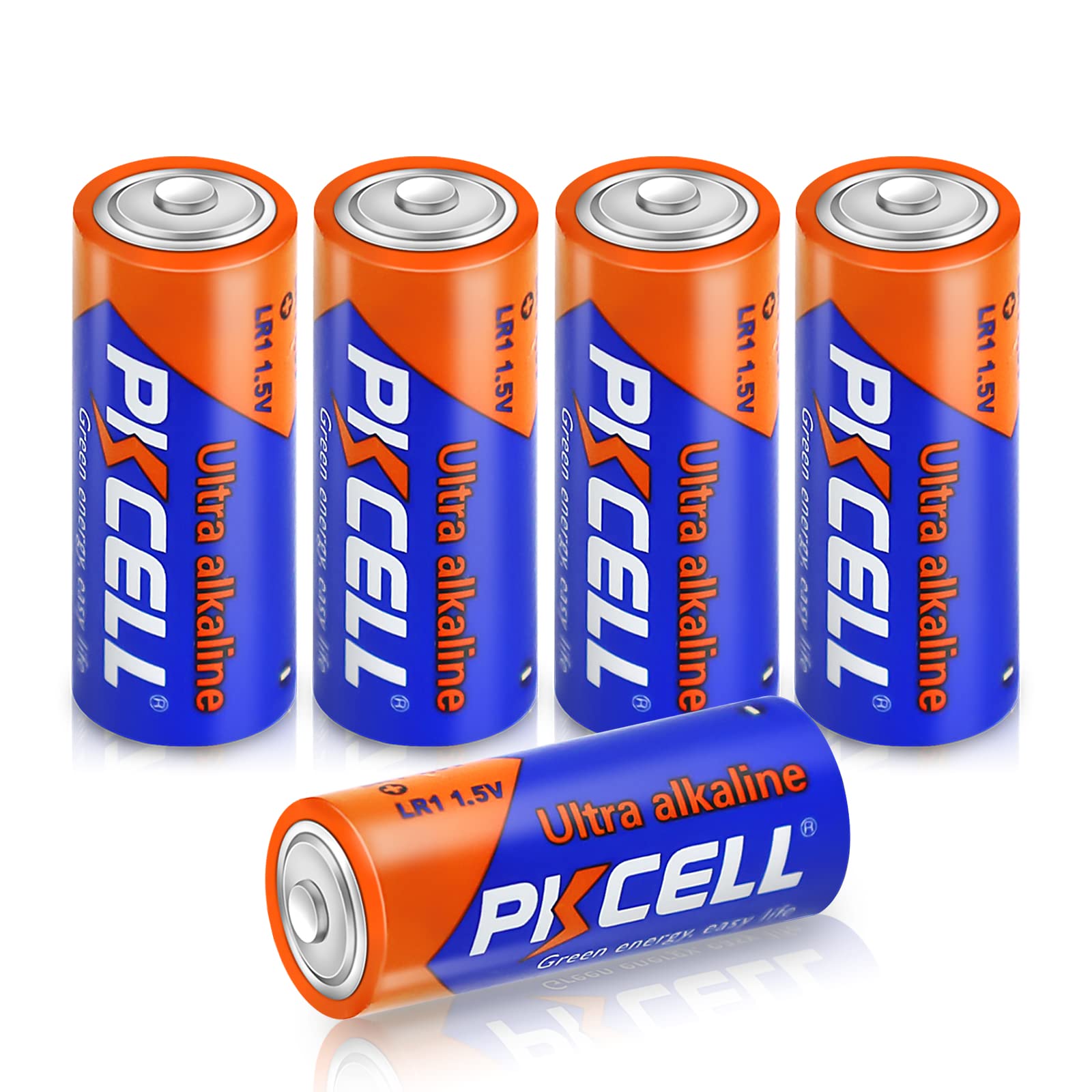 Pkcell 5 Counts 1.5V Lr1/Mn9100/E90/N Size Alkaline Batteries, Leak-Proof Batteries, High Performance And Powerful Batteries, Su