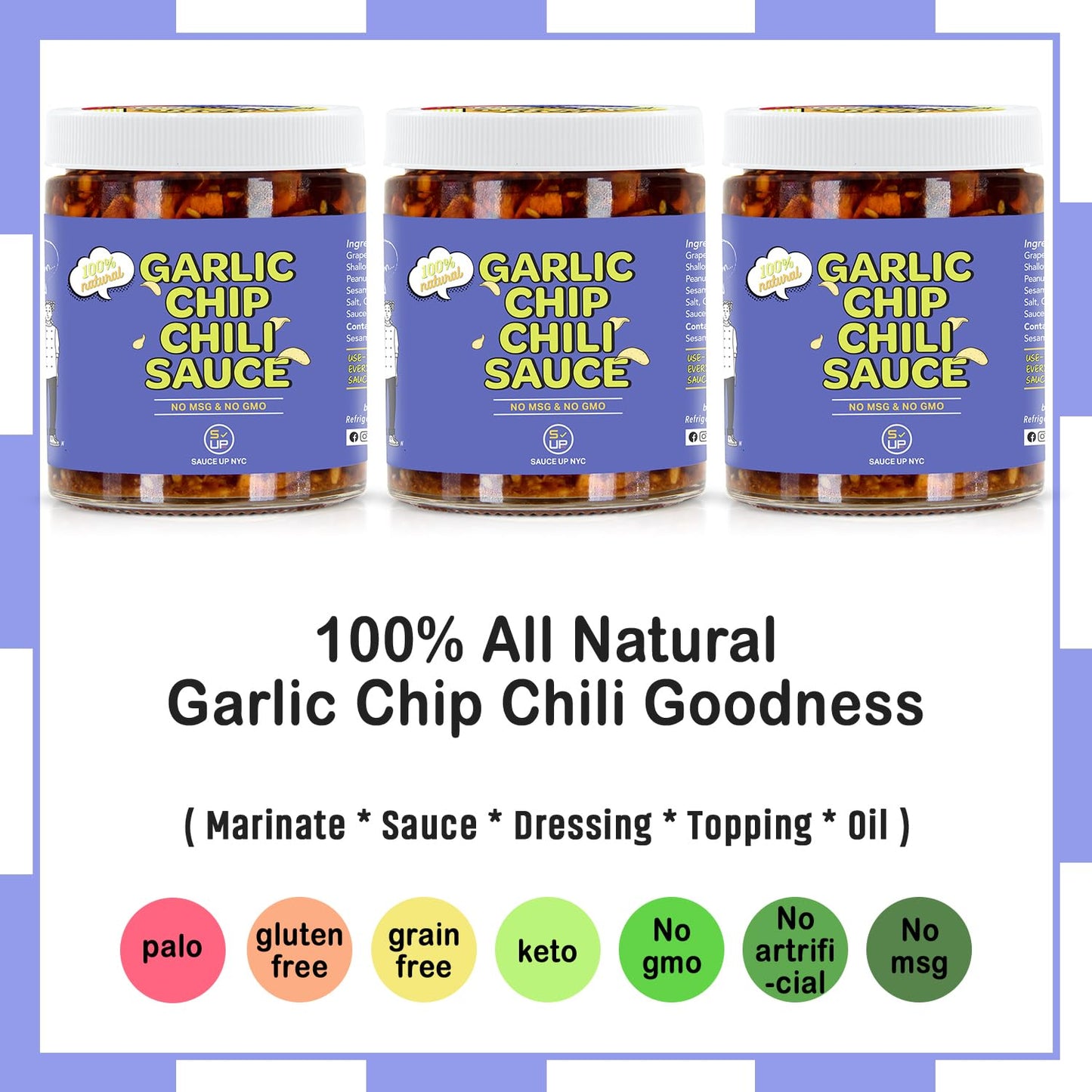 Sauce Up Original Garlic Chip Chili Sauce | Original Flavor | All-Natural, Keto, Gluten-Free, No Msg | Fried Garlic, Mexican Chi
