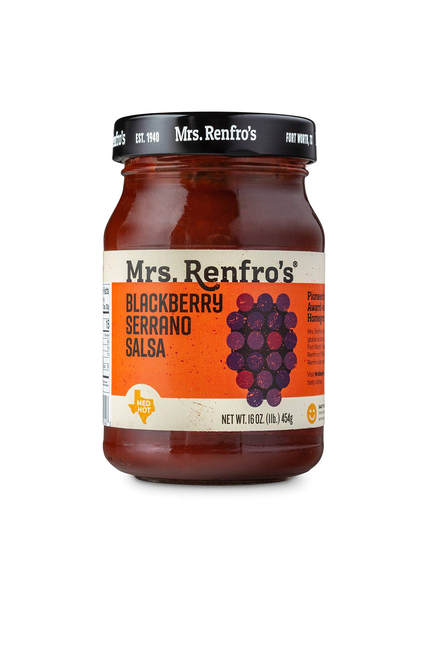 Mrs. Renfros Blackberry Serrano Salsa, Gluten Free, 16 oz Jars, 4-Pack