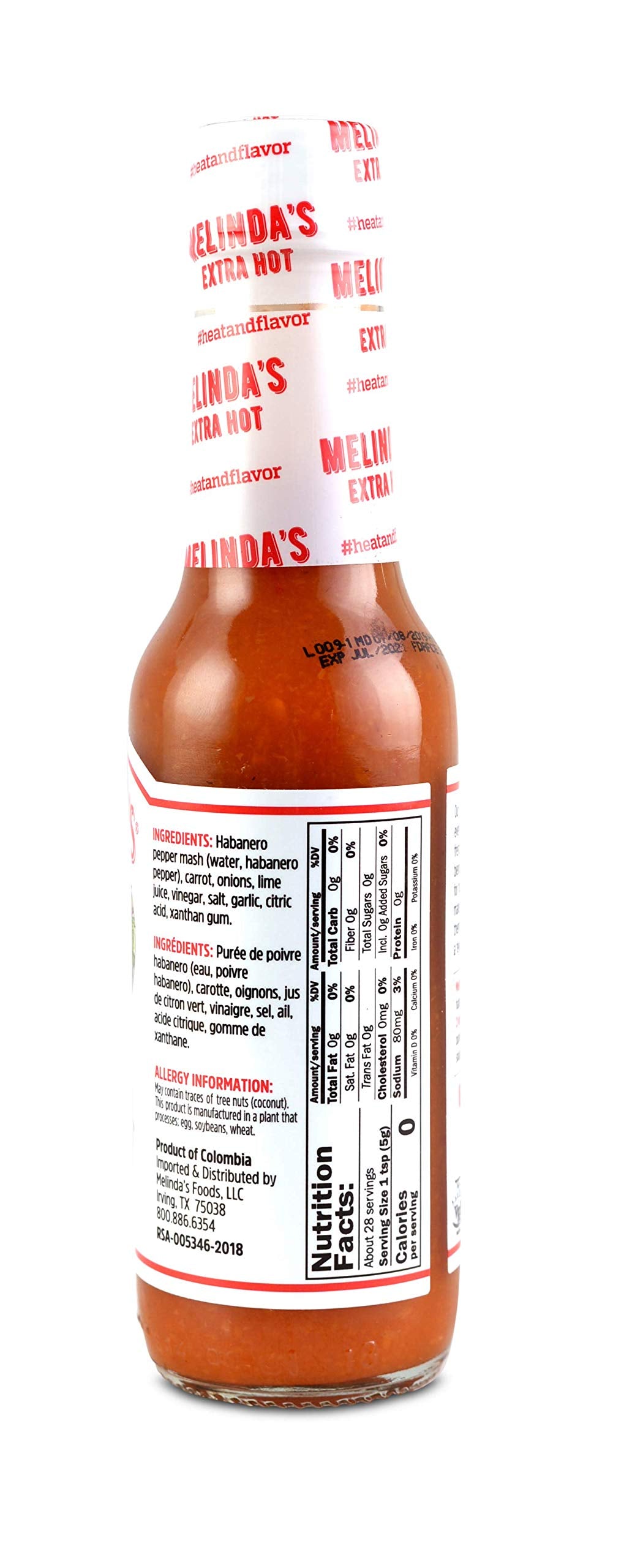 Melindas Original Habanero Extra Hot Sauce - Gourmet Habanero Hot Sauce - Made With Habanero Peppers, Carrots, Onion, Vinegar &