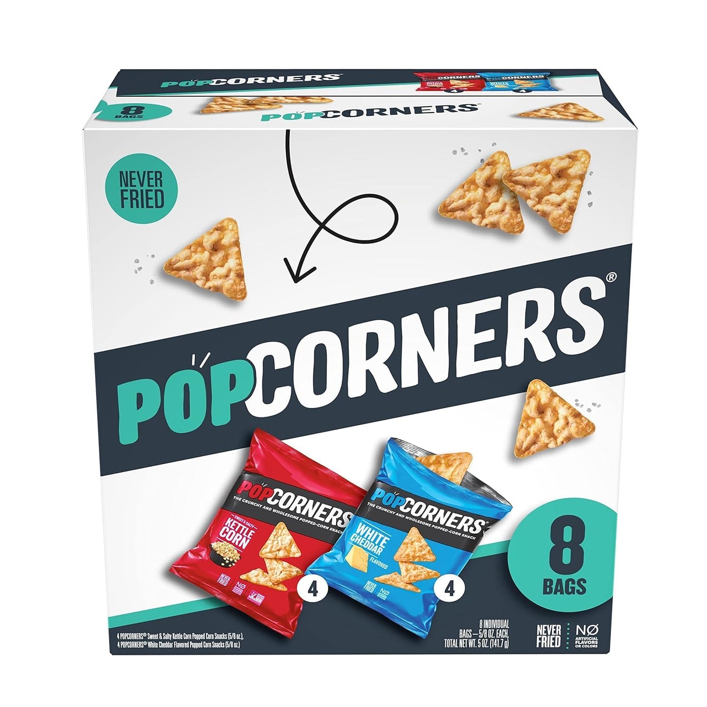 Popcorners Snacks Gluten Free Chips, 2 Flavor Variety Pack, 0.625oz Bags (8 Pack)