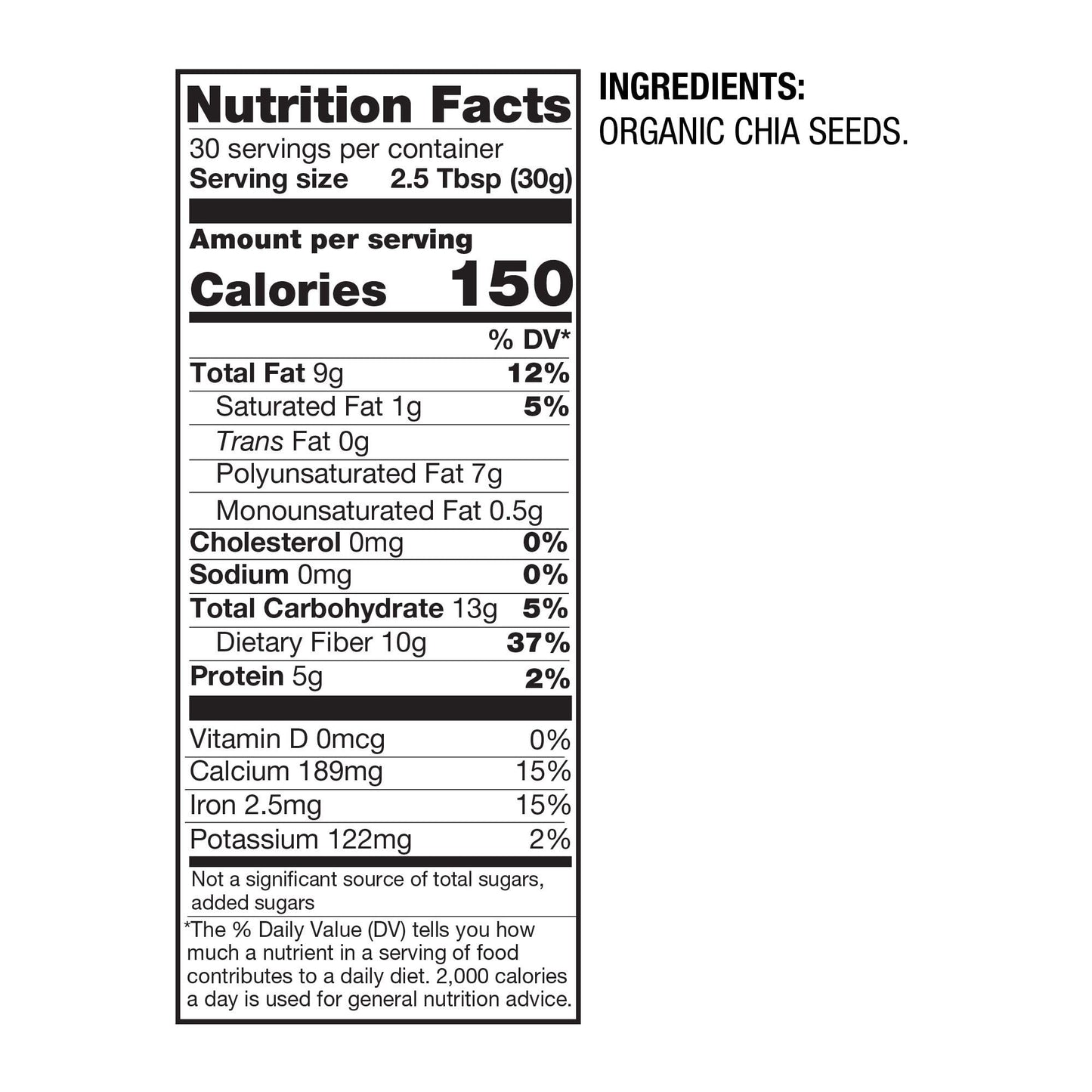 BetterBody Foods Organic Chia Seeds 2 lbs, 32 Oz, with Omega-3, Non-GMO, Gluten Free, Keto Diet Friendly, Vegan, Good Source of