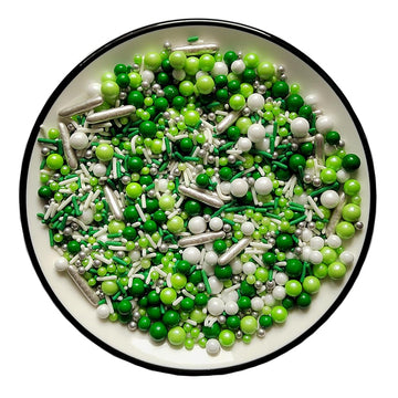 Edible Green White Pearl Sugar Sprinkles Candy Mix Size Baking Edible Cake Decorations Cupcake Toppers Cookie Decorating Wedding