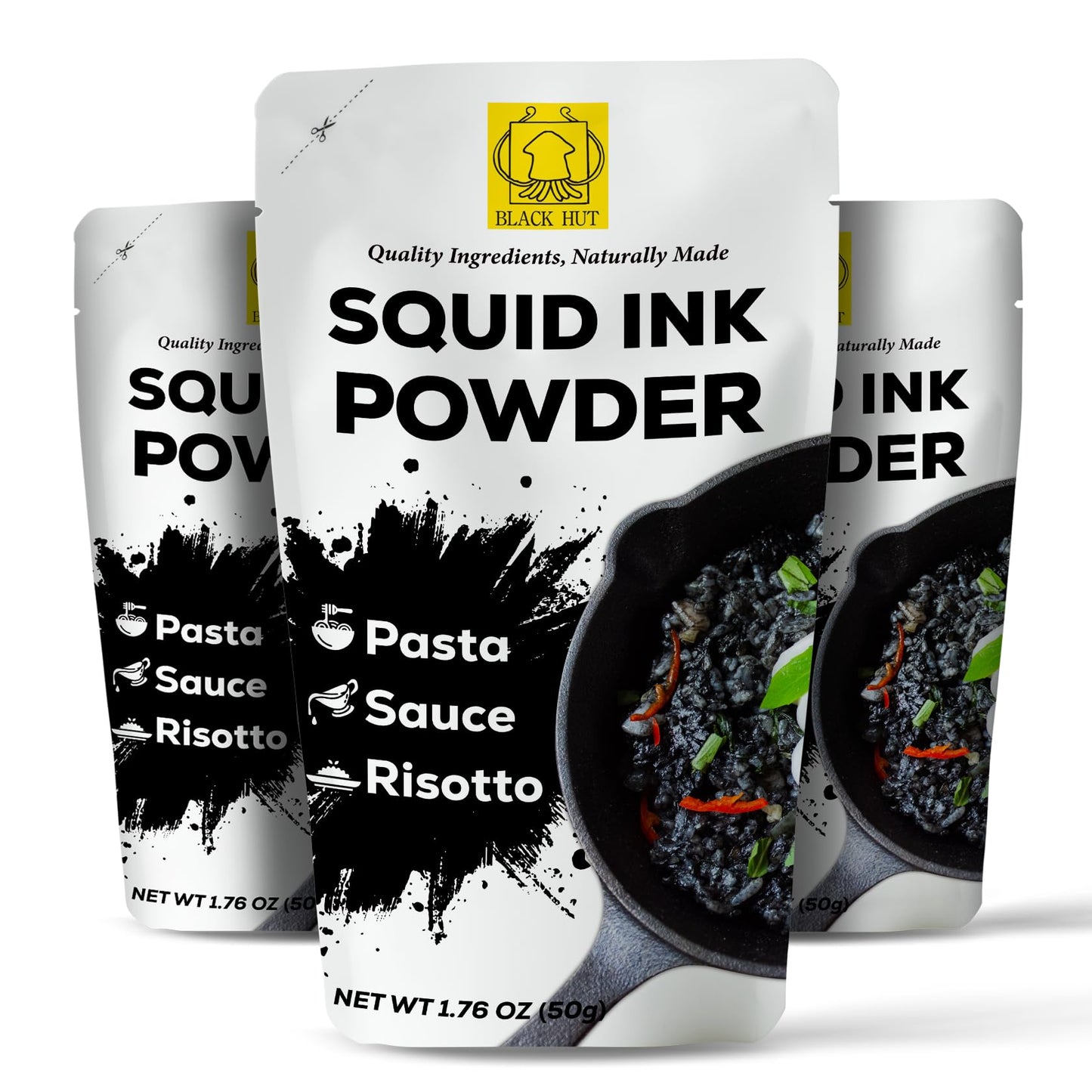 Black Hut Cuttlefish Squid Ink Powder, Perfect For Festive Baking & Cooking, Ideal For Rice, Noodles, Pasta, Spaghetti, Risotto,