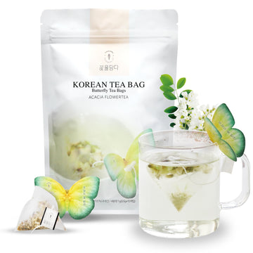 Kkokdam Butterfly Tea Bags - Acacia - Korean Gift Set, Decaf Tea Bags, Fancy Tea Bags, Unique Tea Bags, Iced Tea Bags For Fancy