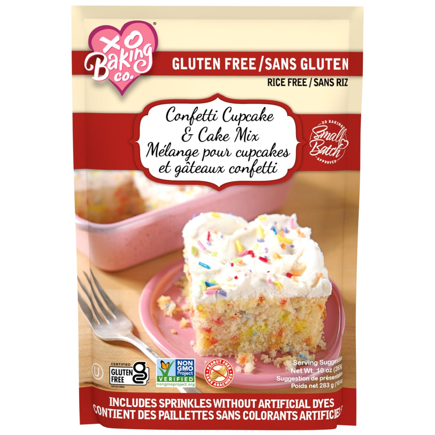 XO Baking Co. Gluten Free Confetti Cupcake & Cake Mix, 10oz, Non-GMO, Rice Free, Peanut Free, No Artificial Dyes or Preservatives