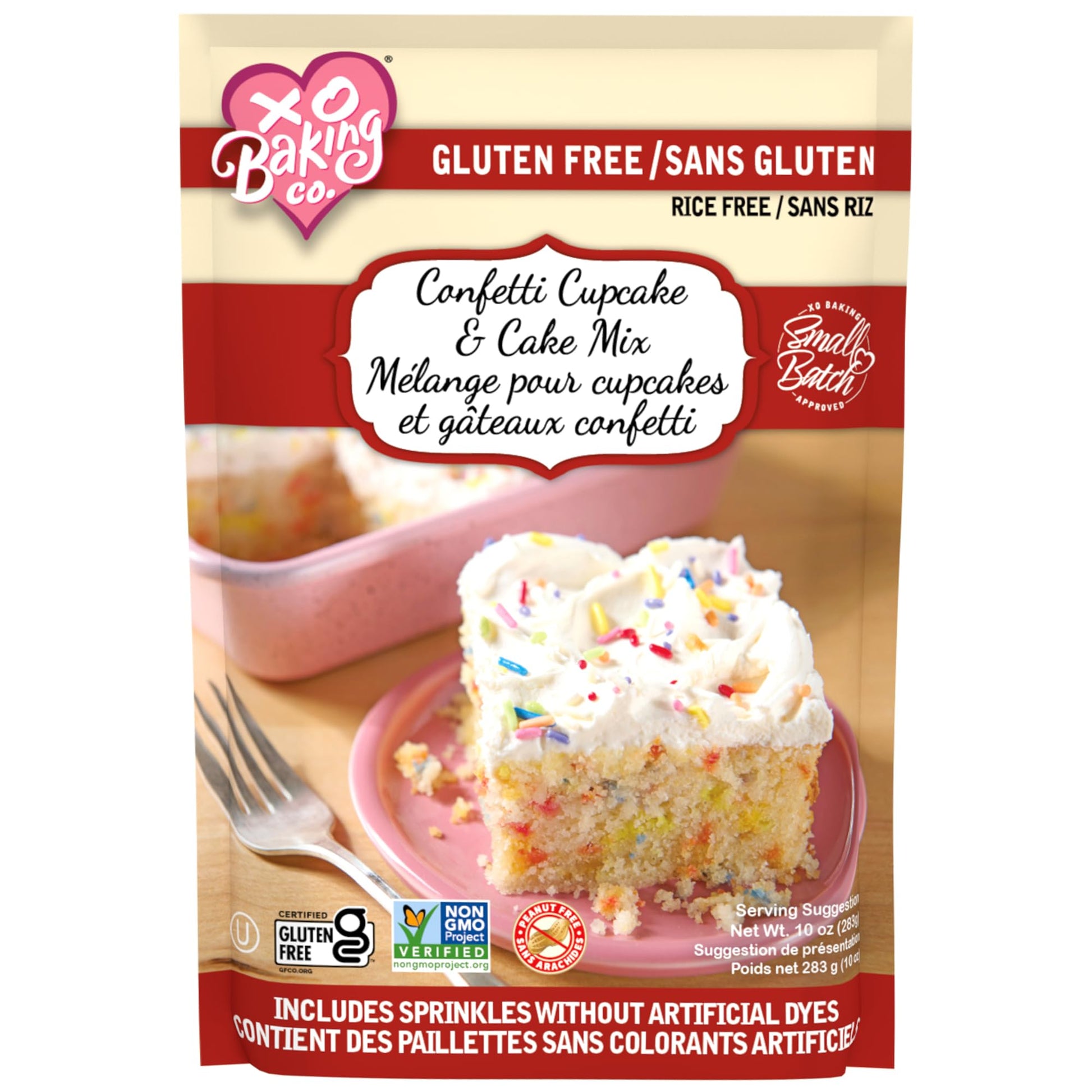 XO Baking Co. Gluten Free Confetti Cupcake & Cake Mix, 10oz, Non-GMO, Rice Free, Peanut Free, No Artificial Dyes or Preservatives