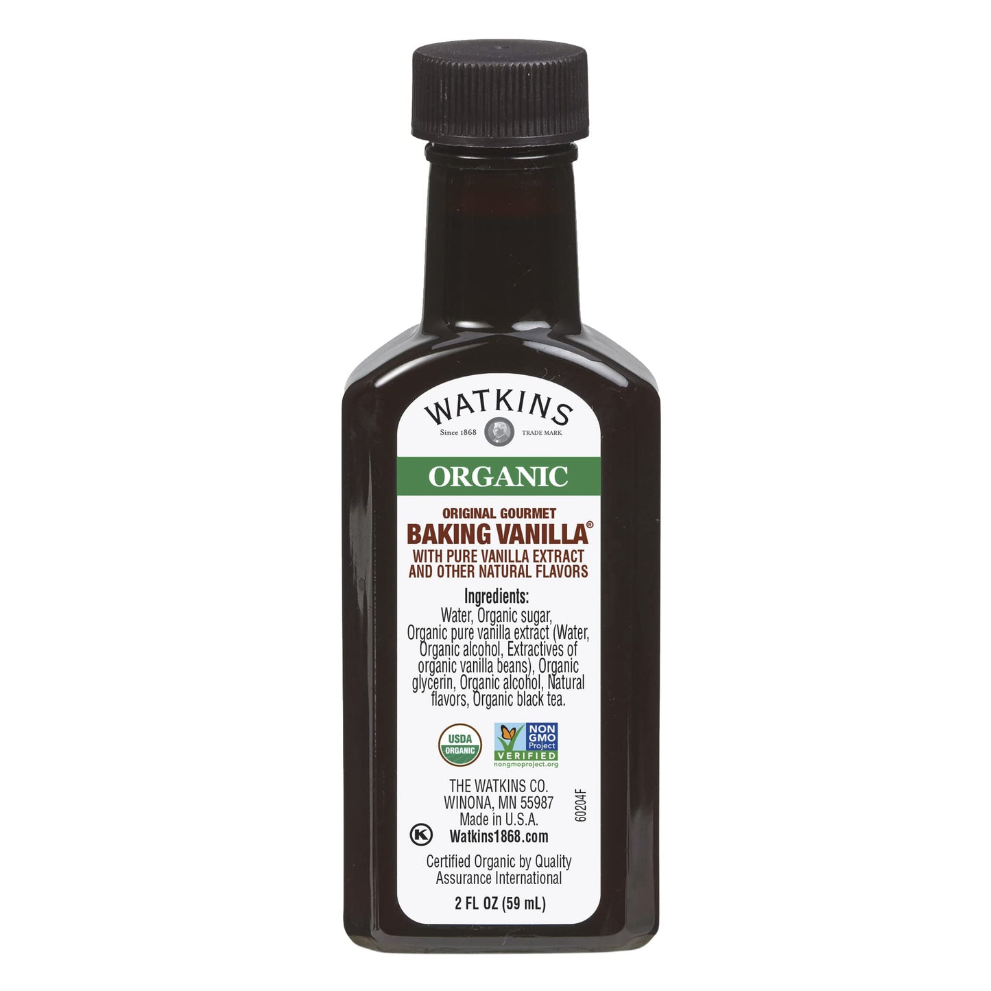 Watkins Organic Gourmet Baking Vanilla Extract, 2 oz Bottle, 1-Pack
