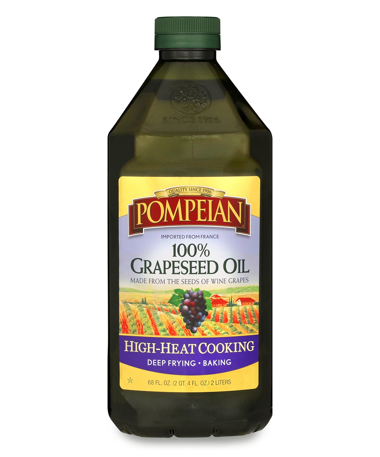 Pompeian 100% Grapeseed Oil, Light And Subtle Flavor, Perfect For High-Heat Cooking, Deep Frying And Baking, 68 Fl. Oz.