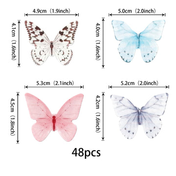 48 Pcs Edible Butterfly Cupcake Toppers Colorful Wafer Paper Butterflies Cake Decorations Edible Butterfly Cupcake Picks For But