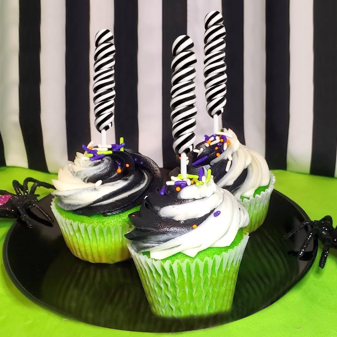 Black Twisty Lollipops - 24 Unicorn Suckers Individually Wrapped Bulk - Great For Candy Buffet - Wedding - Graduation - Hallowee