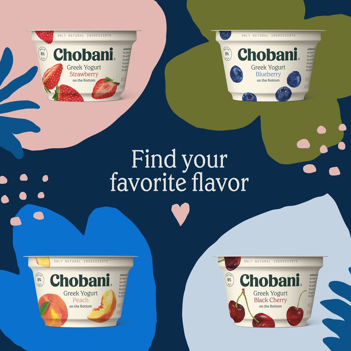 Chobani Non-Fat Greek Yogurt Vanilla Blended 5.3oz 4-pack