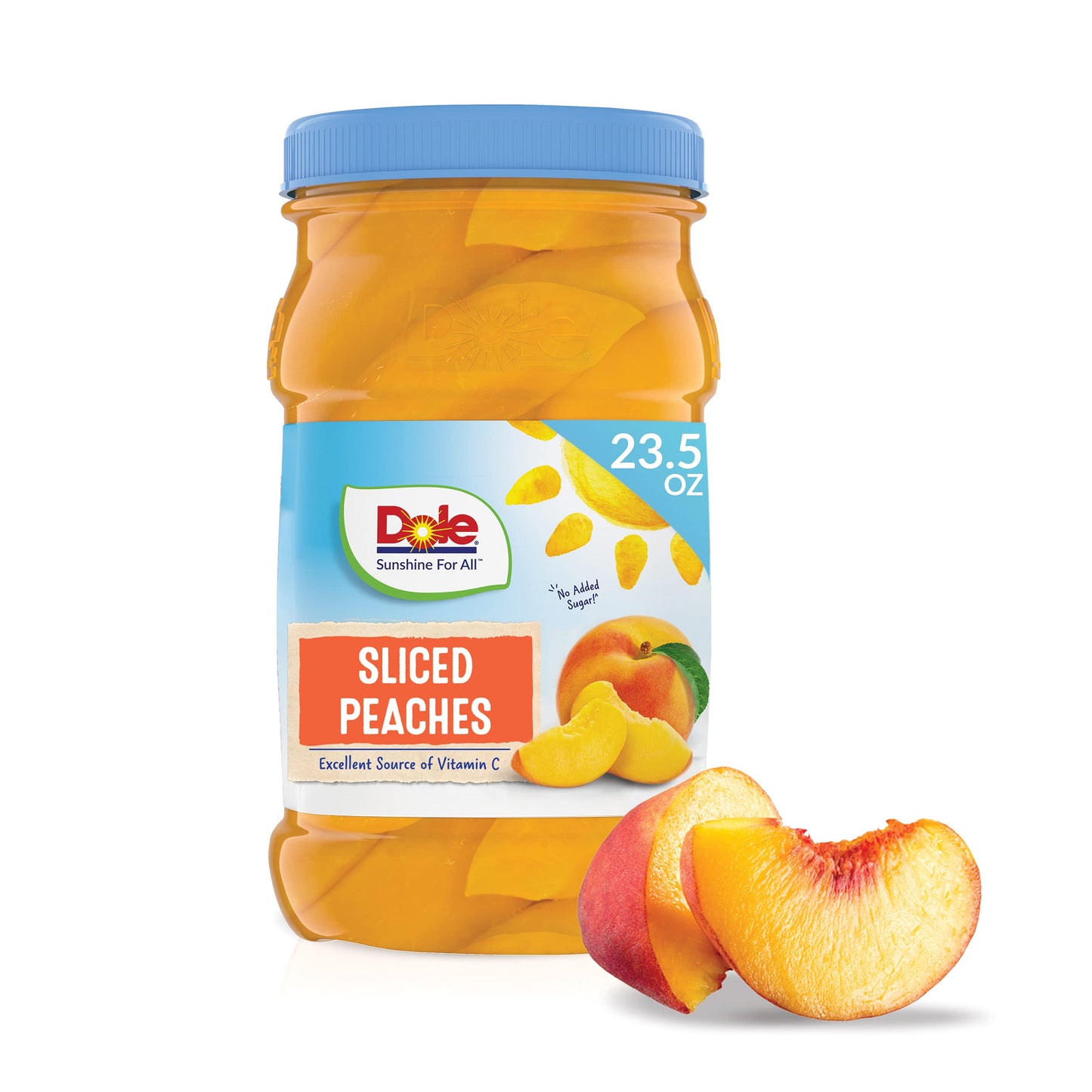 Dole Fruit Jars  Yellow Cling Sliced Peaches in 100% Fruit Juice  Gluten Free  Pantry Staples  23.5 Oz Resealable Jar