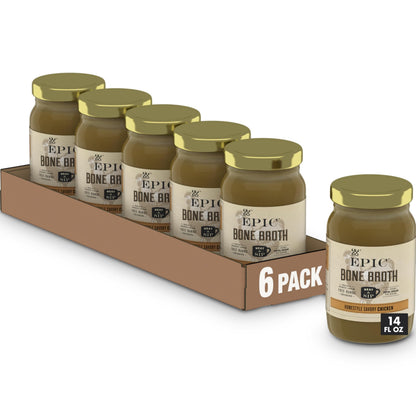 EPIC Bone Broth, Homestyle Savory Chicken, Keto and Paleo Friendly, Whole30 Approved, Gluten Free, 14 fl oz Jar (Pack of 6)