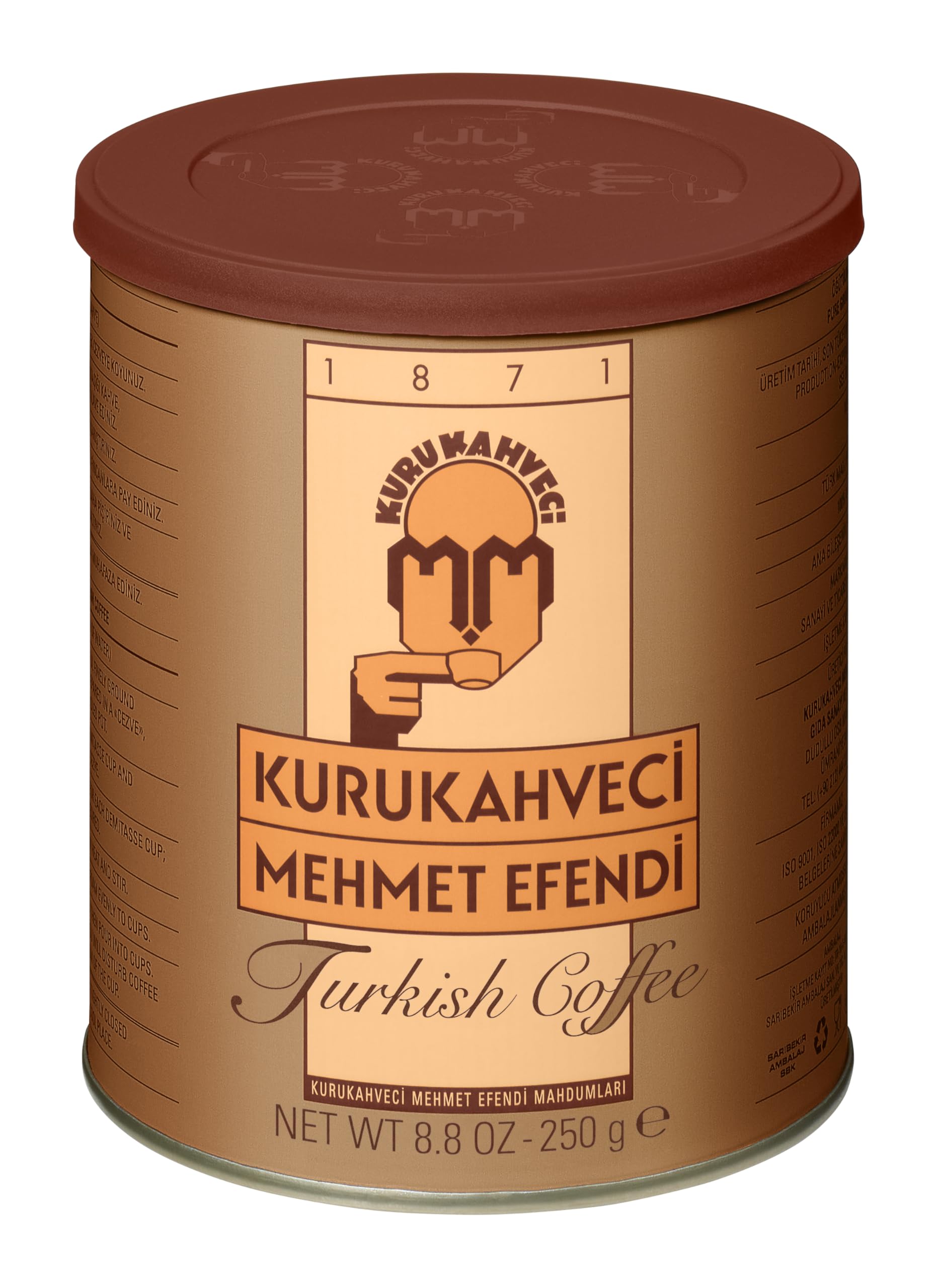 KURUKAHVECI MEHMET EFENDI Turkish Coffee, Arabica Beans, Roasted Ground,Rich Aroma, Fresh, Medium to Heavy-bodied, Original Tast