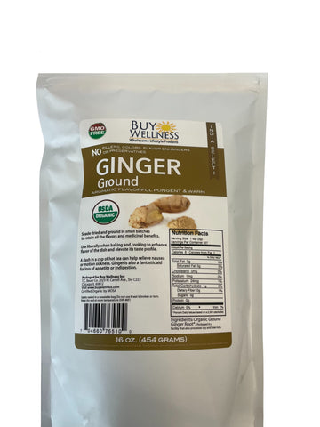 Buy Wellness Ginger Ground Certified Organic Ginger root powder Non GMO,Ethically Traded, Zingiber officinale Small batch proces