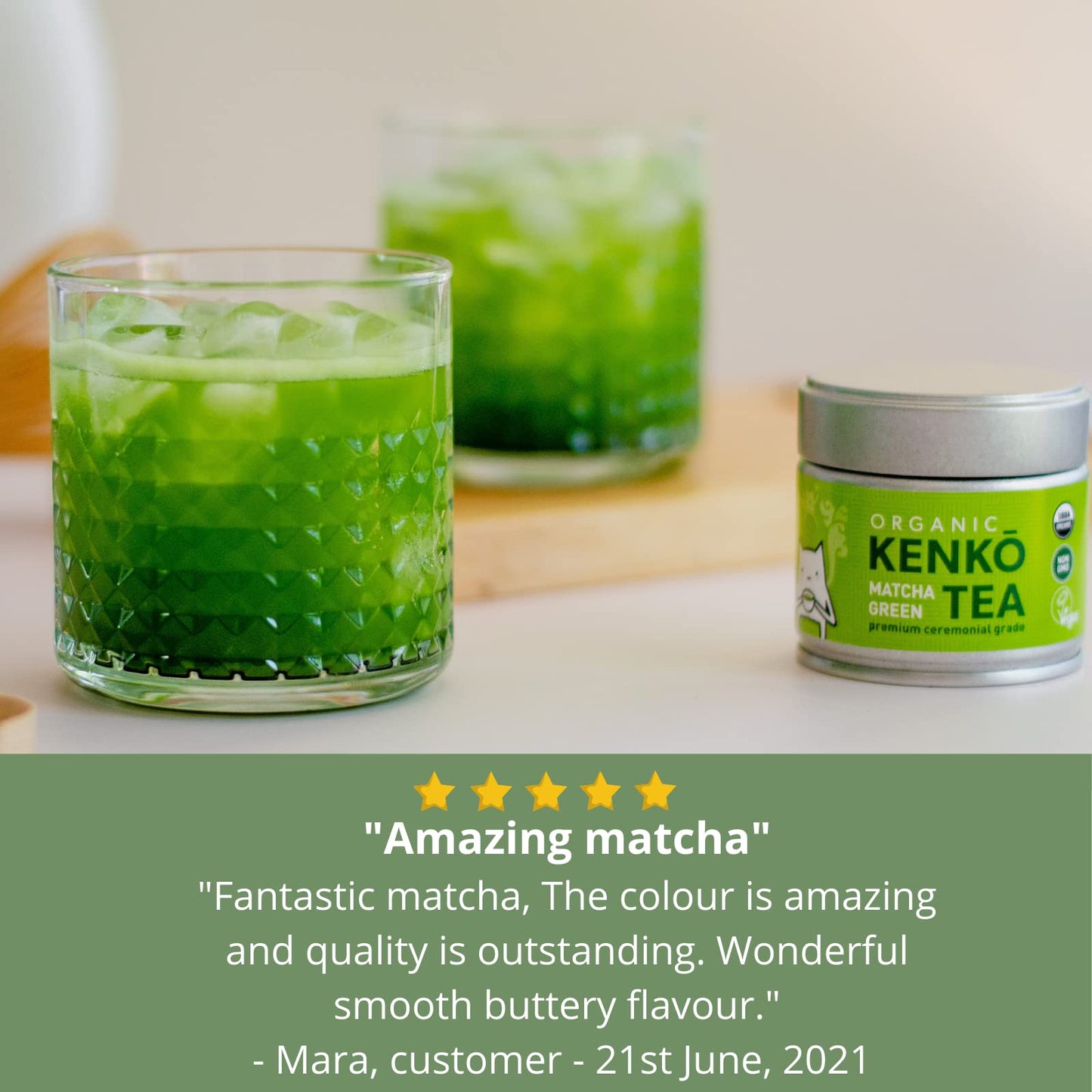 Kenko Tea Matcha Green Powder - USDA Organic, Ceremonial Grade, 1 oz (30 servings), Green