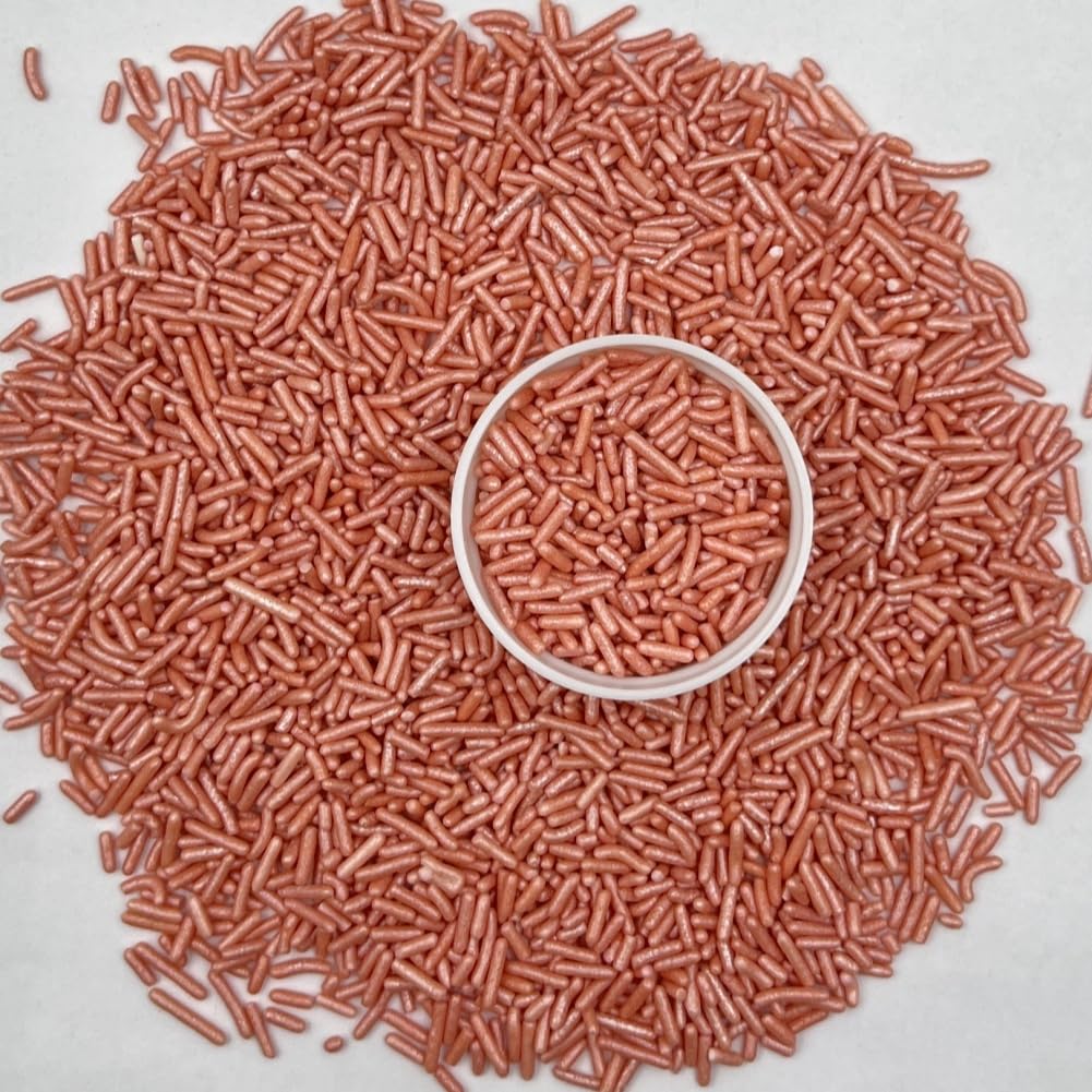 Senchanting Rose Gold Jimmies Sprinkles, Edible Sprinkle Mix, Birthday Jimmy Sprinkles Toppers For Decorating Baking Cupcakes Ca