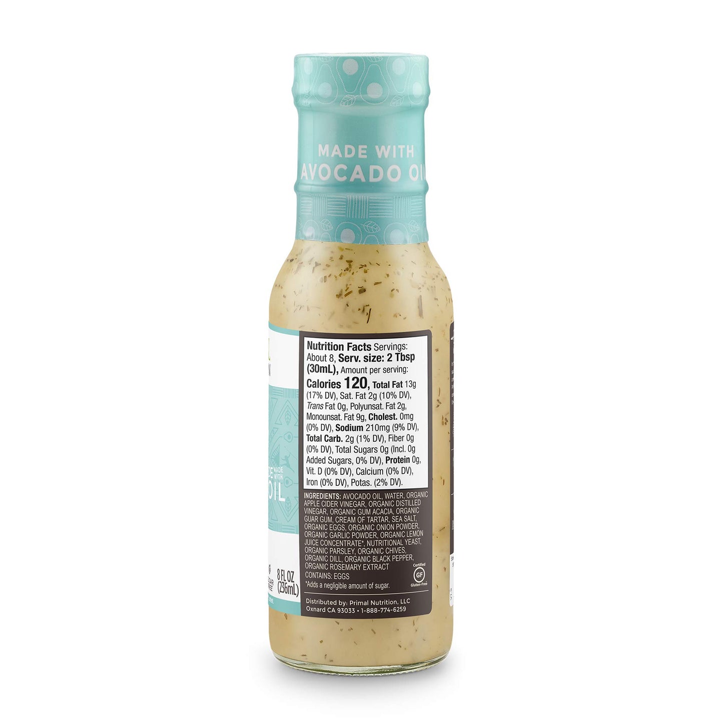 Primal Kitchen Ranch Dressing & Marinade, Made With Avocado Oil And Cage-Free Eggs, 8 Fluid Ounces, Pack Of 2