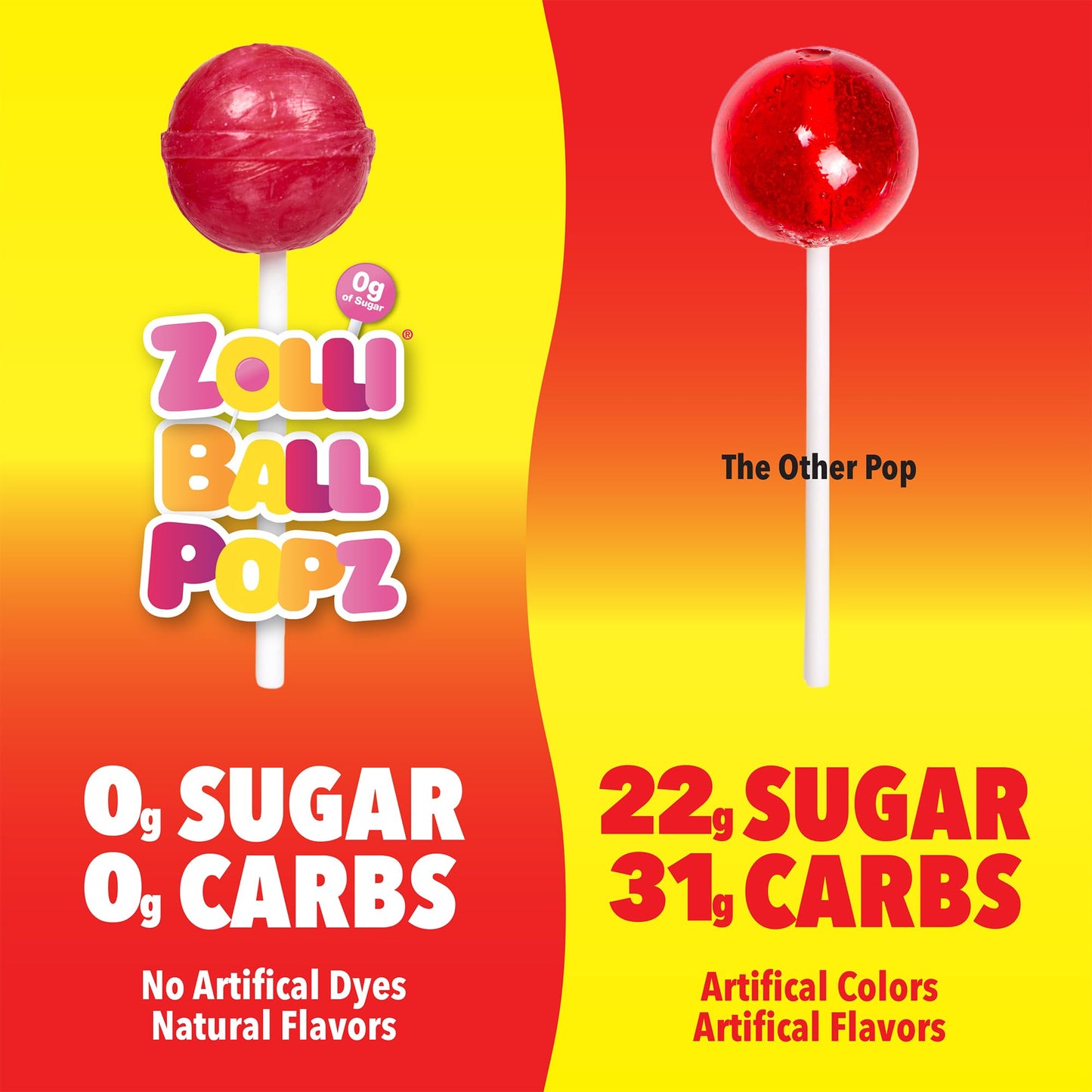 Zolli Ball Popz Lollipops - Clean Teeth, Natural Fruit Flavor - 10.4 Ounce For A Delicious And Dental-Friendly Snacking Experien