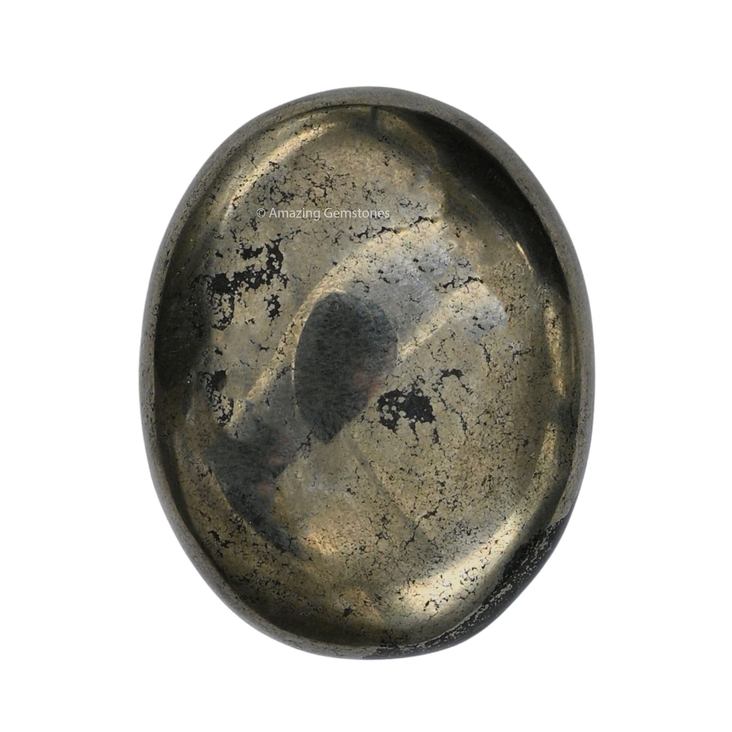 Pyrite Palm Stone - Pocket Massage Worry Stone For Natural Body Chakra Balancing, Reiki Healing And Crystal Grid