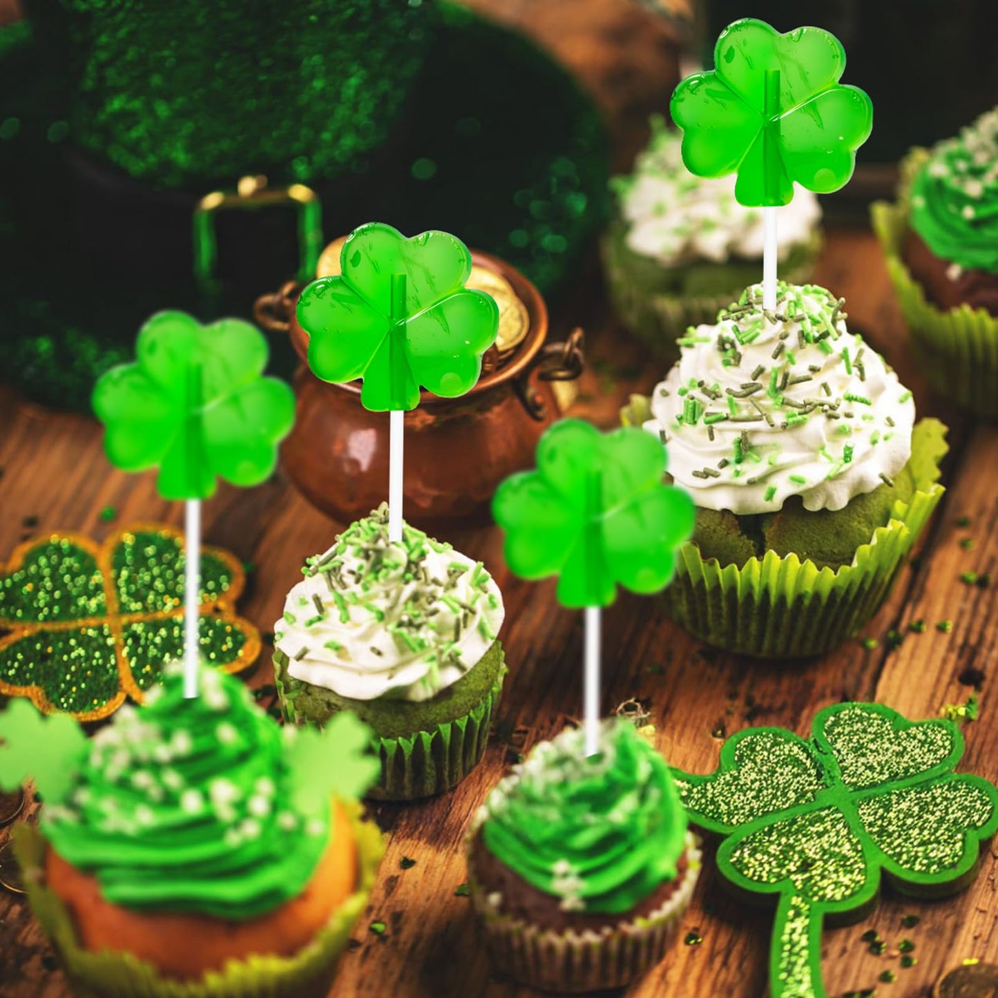 36 Pack St. Patrick'S Day Candy, Green Shamrock Lollipops Suckers, Irish Candy Suckers, Individually Wrapped Suckers Lollipops G