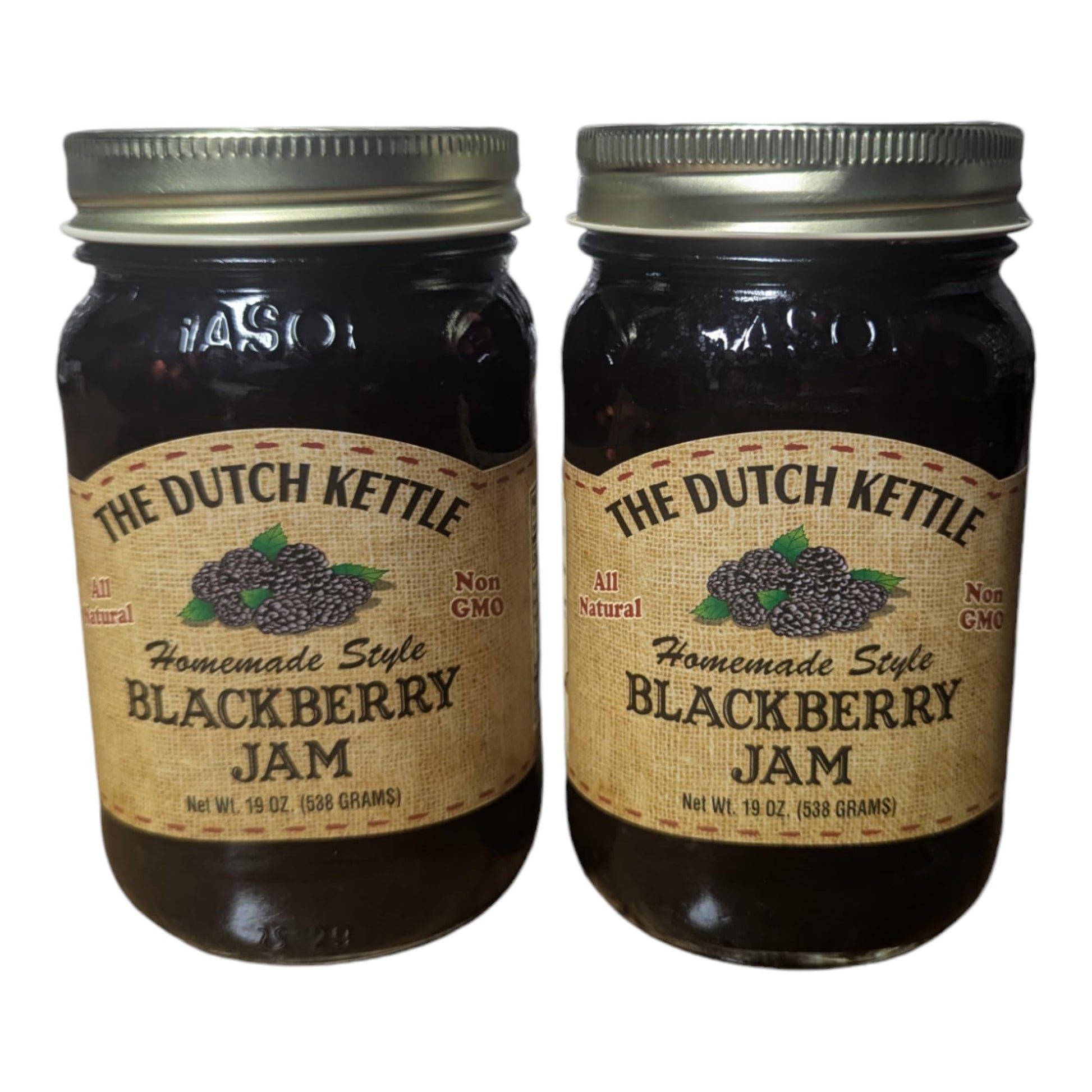 The Dutch Kettle Amish Homemade Blackberry Jam - 2 Pack (18 oz Jars) - Made with Premium Ingredients, Non-GMO, No Preservatives