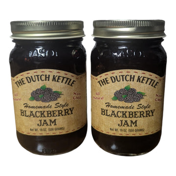 The Dutch Kettle Amish Homemade Blackberry Jam - 2 Pack (18 oz Jars) - Made with Premium Ingredients, Non-GMO, No Preservatives