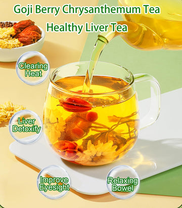 30Pack Goji Berry Chrysanthemum Tea For Liver Health, Dandelion Wolfberry Tea Bags, Chinese Health Herbal Tea, Include Cassia Se