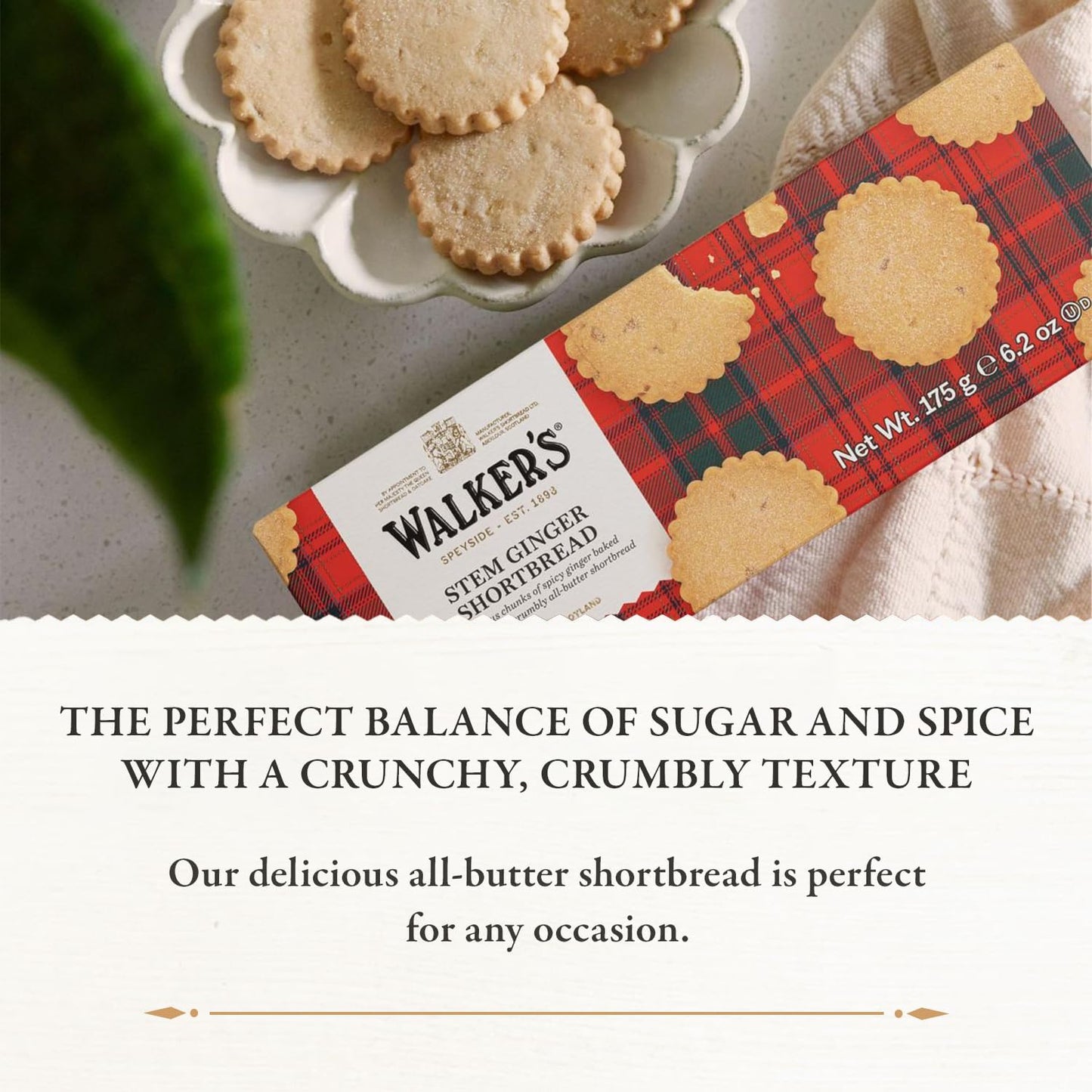 Walkers Shortbread Stem Ginger Cookies, Pure Butter Shortbread Cookies, 62 Oz Box (Pack Of 4)