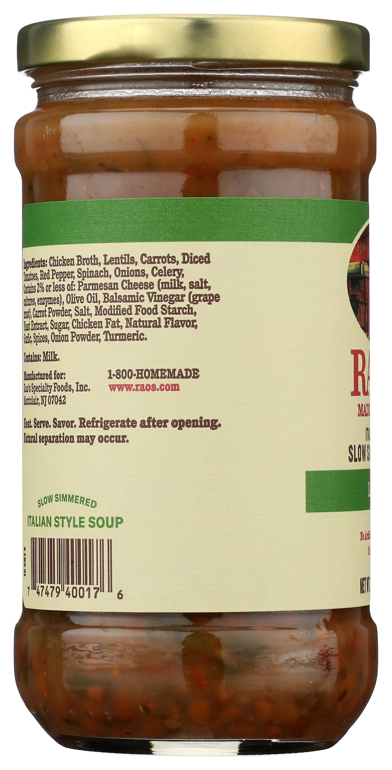 Raos Homemade Italian Style Slow Simmered Soup, Lentil, 16 Ounce (Pack of 6)
