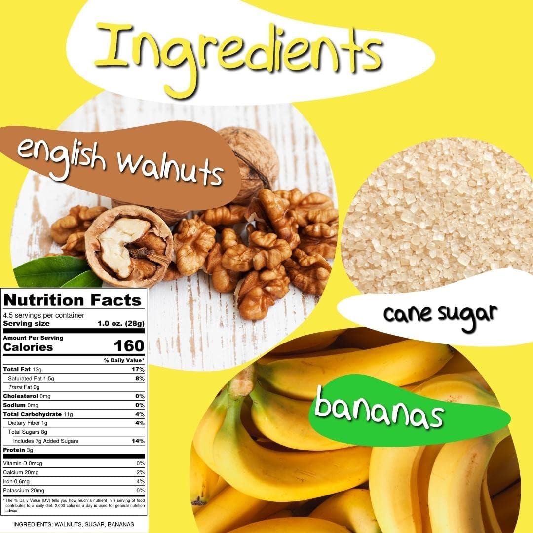 Crazy Go Nuts Walnuts - Banana, 4.5 oz (6-Pack) - Healthy Snacks, Vegan, Gluten Free, Superfood - Natural, Non-GMO, ALA, Omega 3