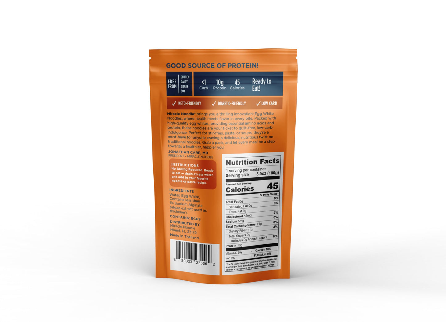 Miracle Noodle High Protein Egg White Noodles - Vermicelli – Angel Hair Substitute - Low Carb & Low Calorie – Ready To Eat – 3.5 Ounce (Pack Of 6)