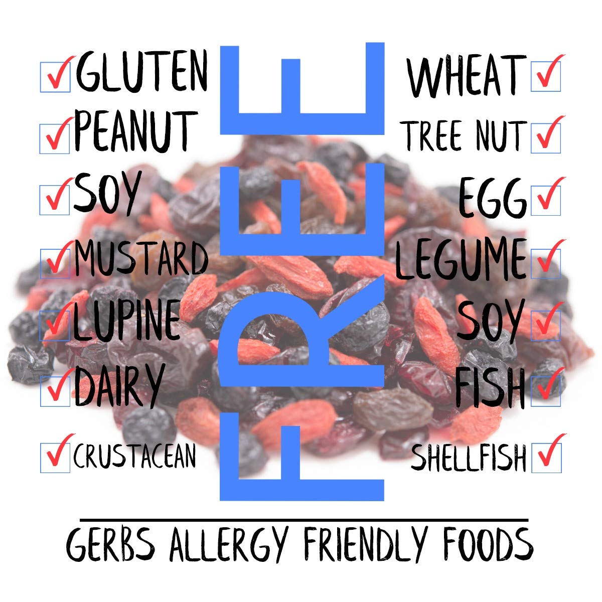 GERBS Super 5 Dried Fruit Snack Mix, 32 Ounce, Sweetened & Unsweetened, Allergen-Free, Resealable Bag