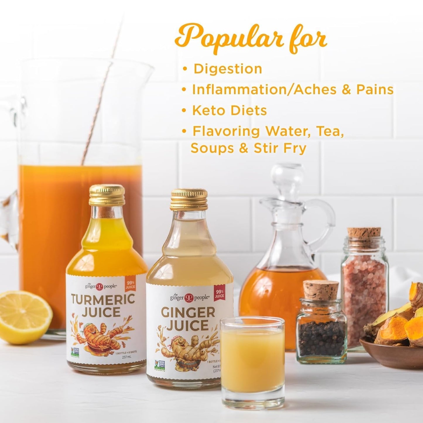 The Ginger People Fiji Ginger Juice, 8 oz Glass Bottles (Pack of 6)