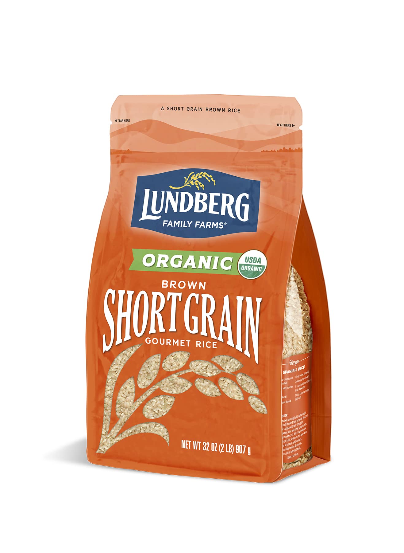 Lundberg Family Farms - Organic Brown Short Grain Rice, Subtle Nutty Aroma, Clings When Cooked, 100% Whole Grain, High Fiber, Pa