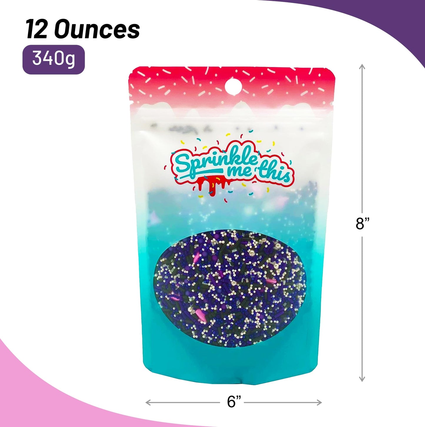 A Witch s Brew - 12 Oz Resealable Bag - Halloween Themed Cake and Cupcake Sprinkles - Features Purple Spiders, Witch s Hats, P