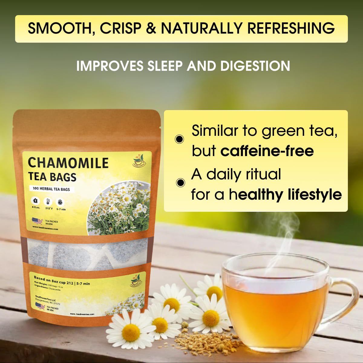 TeaDreamTea Chamomile Tea Bags | Caffeine-Free Sleep Tea | 100 Count