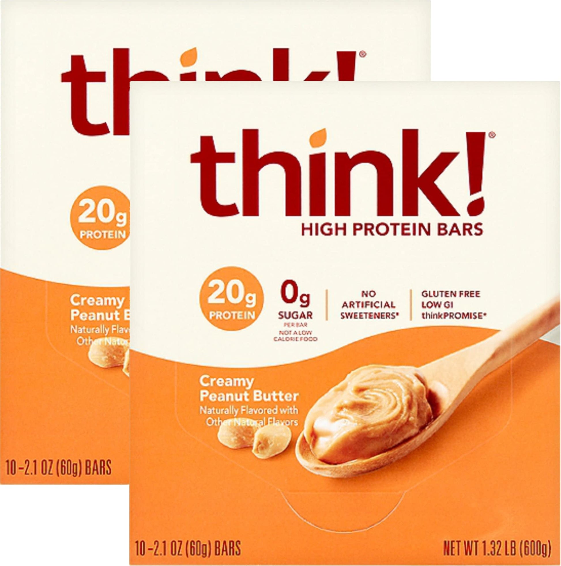Think Thin 20 Pack (2 X Box of 10) (1 200g) - (Creamy Peanut Butter)