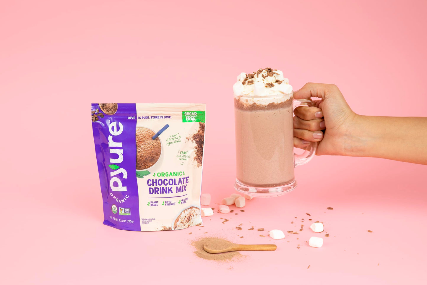 Organic Chocolate Drink Mix With Cocoa By Pyure | Sugar-Free, Keto, 1 Net Carb | 7.23 Ounce