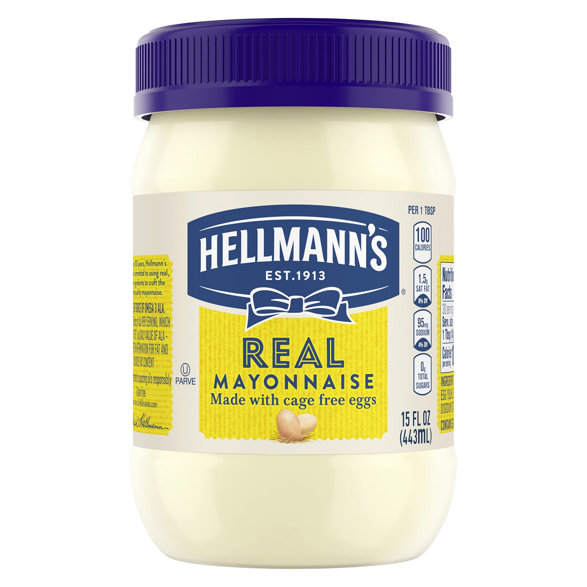 Hellmanns Real Mayonnaise, Gluten Free, Made with 100% Cage-Free Eggs, 15 Fl Oz