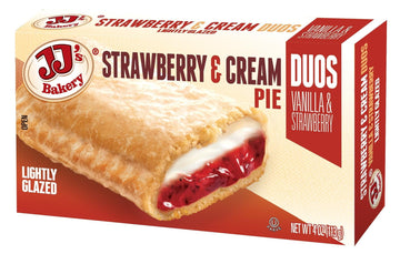 JJs Bakery Duos Strawberry & Cream Snack Pies, Individual Dessert, Fresh-Baked, Perfect for Snacks, Nut-Free, Kosher Parve, 4 O