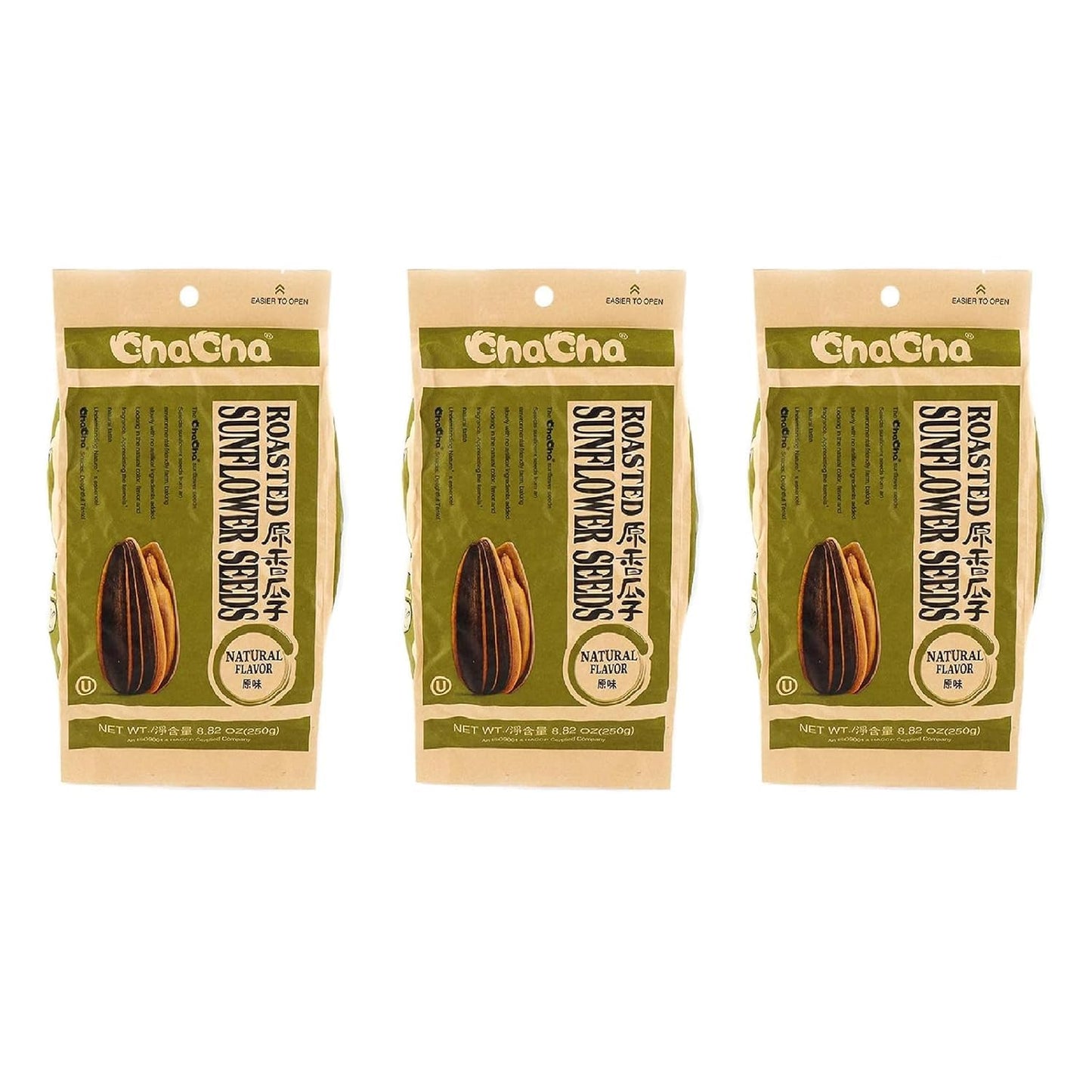 ChaCha Roasted Sunflower Seeds - Plain 250G (Pack of 3)