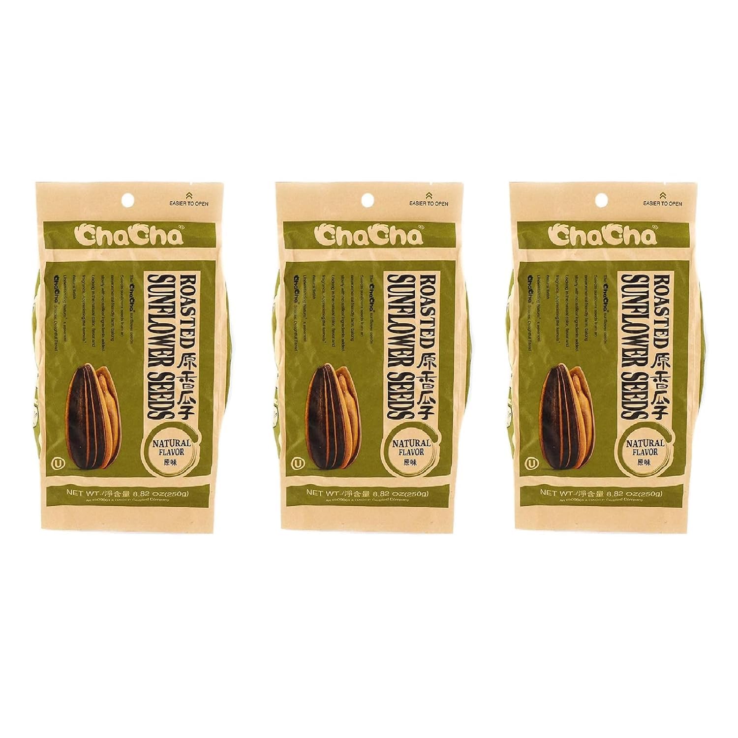 ChaCha Roasted Sunflower Seeds - Plain 250G (Pack of 3)