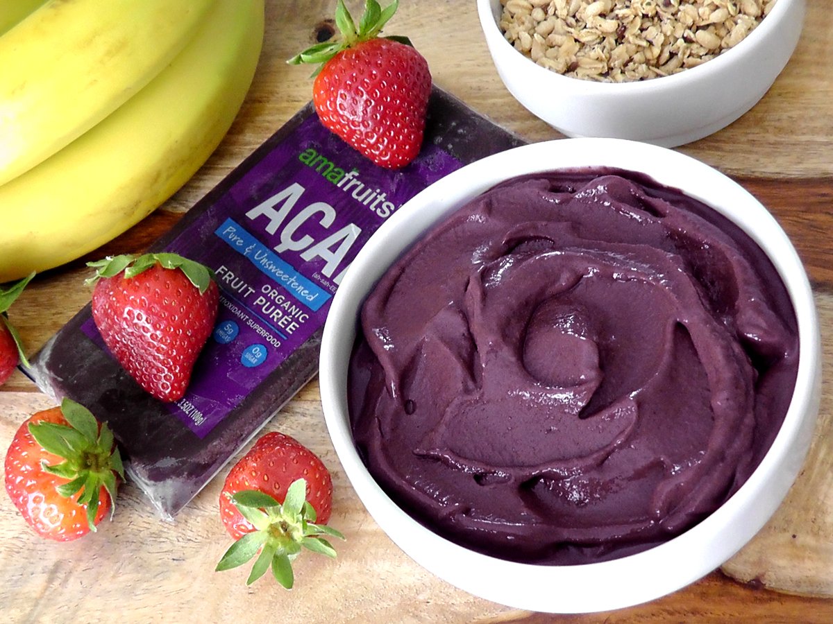 Amafruits Acai Berry Frozen Puree - USDA Organic, Non-GMO, Zero Sugar, 48 Packs x 3.5oz